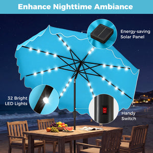 10 FT Outdoor Patio Umbrella with Solar LED Lights and Weighted Base-Turquoise view 7