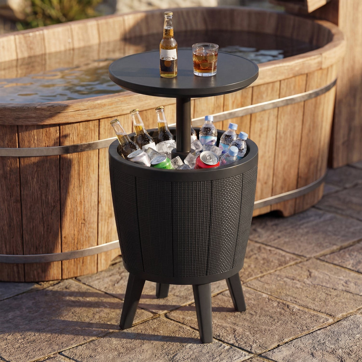 10 Gallon Beer and Wine Cooler with Lift-Top and Drainage Plug-Black view 3