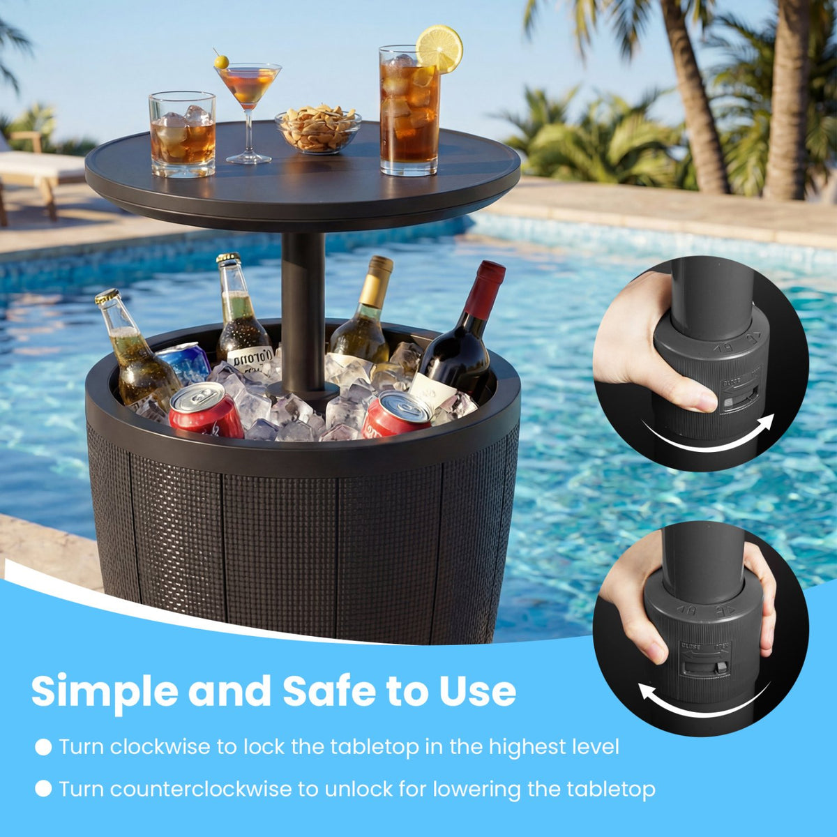 10 Gallon Beer and Wine Cooler with Lift-Top and Drainage Plug-Black view 9