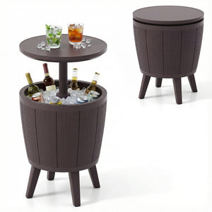 10 Gallon Beer and Wine Cooler with Lift-Top and Drainage Plug-Brown