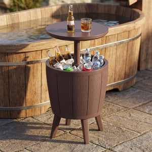 10 Gallon Beer and Wine Cooler with Lift-Top and Drainage Plug-Brown view 3
