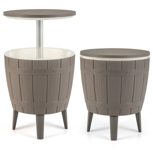 10 Gallon Cooler Bar Table Outdoor Coffee Table Ice Bucket with Telescopic Tabletop for Beer and Wine-Brown view 4
