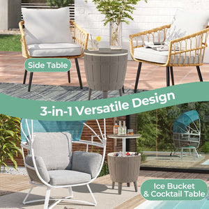 10 Gallon Cooler Bar Table Outdoor Coffee Table Ice Bucket with Telescopic Tabletop for Beer and Wine-Brown view 8