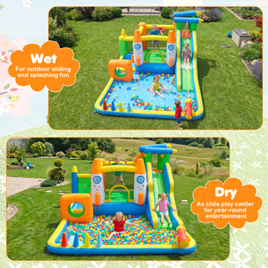 10-in-1 Inflatable Bounce House with Water Slide for Kids without Blower view 6