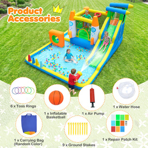 10-in-1 Inflatable Bounce House with Water Slide for Kids without Blower view 8