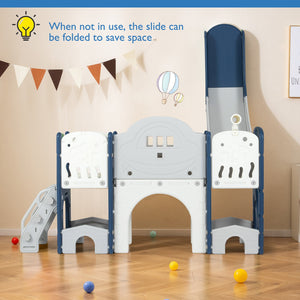 10 in 1 Toddler Slide Set Kids Slide and Climber Playset Indoor Playground-Blue view 5