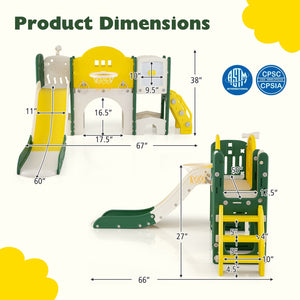 10 in 1 Toddler Slide Set Kids Slide and Climber Playset Indoor Playground-Yellow view 4