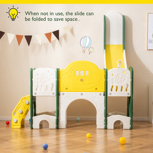 10 in 1 Toddler Slide Set Kids Slide and Climber Playset Indoor Playground-Yellow view 5