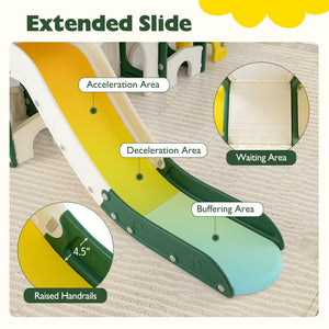 10 in 1 Toddler Slide Set Kids Slide and Climber Playset Indoor Playground-Yellow view 7