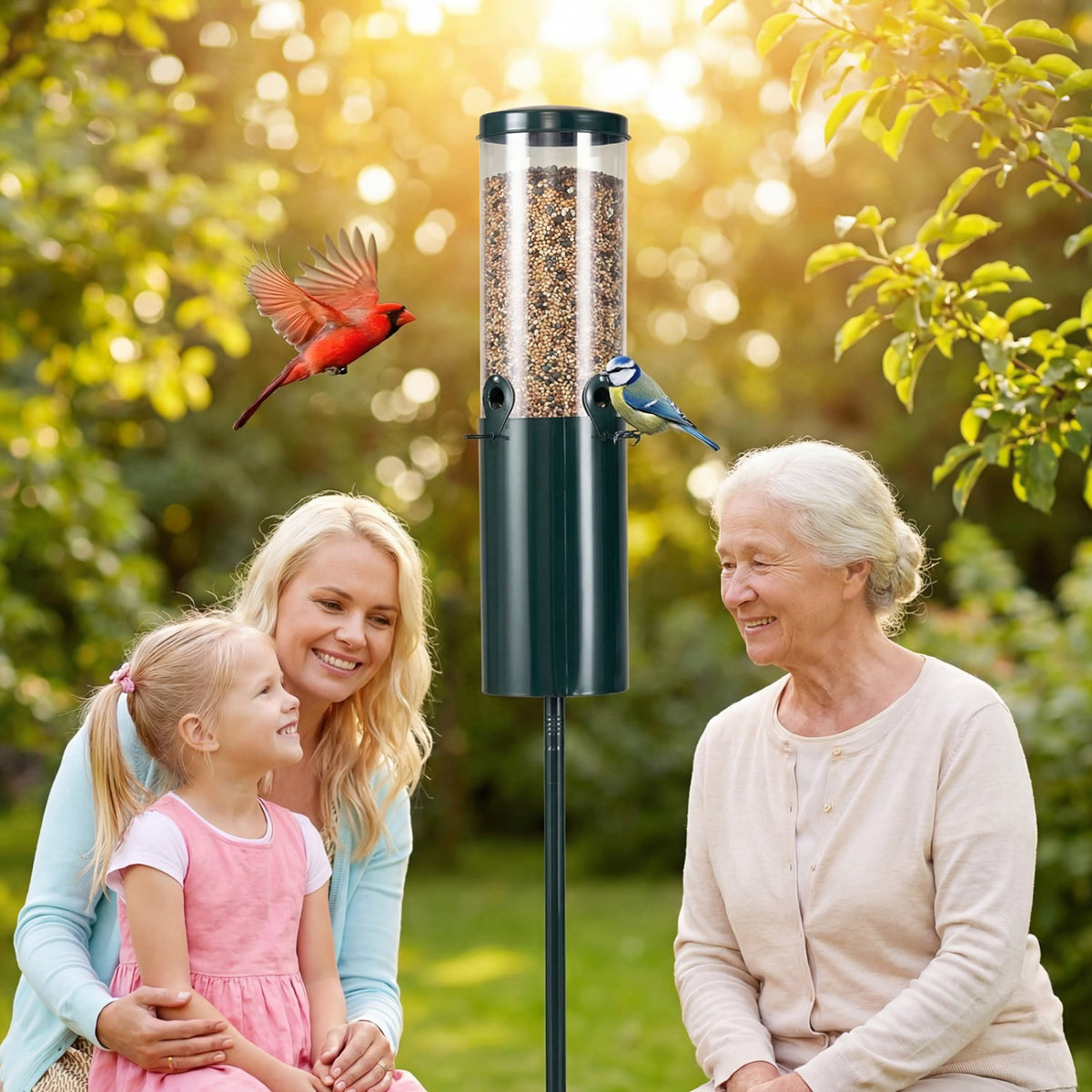 10 LBS Large Capacity Squirrel Proof Bird Feeder with Pole Mount and Baffle view 6