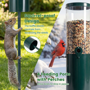 10 LBS Large Capacity Squirrel Proof Bird Feeder with Pole Mount and Baffle view 9