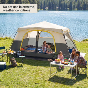 10 Person Instant Cabin Camping Tent with Rainfly 13 ft x 9 ft Portable Large Family Tent-Beige view 6