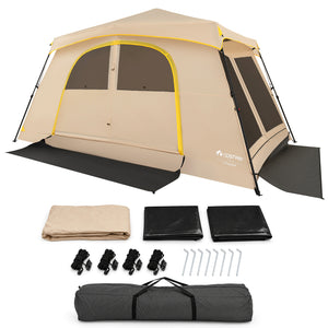 10 Person Instant Cabin Camping Tent with Rainfly 13 ft x 9 ft Portable Large Family Tent-Coffee