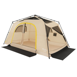 10 Person Instant Cabin Camping Tent with Rainfly 13 ft x 9 ft Portable Large Family Tent-Coffee view 2