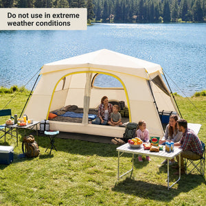 10 Person Instant Cabin Camping Tent with Rainfly 13 ft x 9 ft Portable Large Family Tent-Coffee view 6