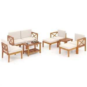 10-Piece Acacia Wood Outdoor Patio Furniture Set