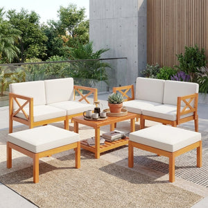 10-Piece Acacia Wood Outdoor Patio Furniture Set view 3