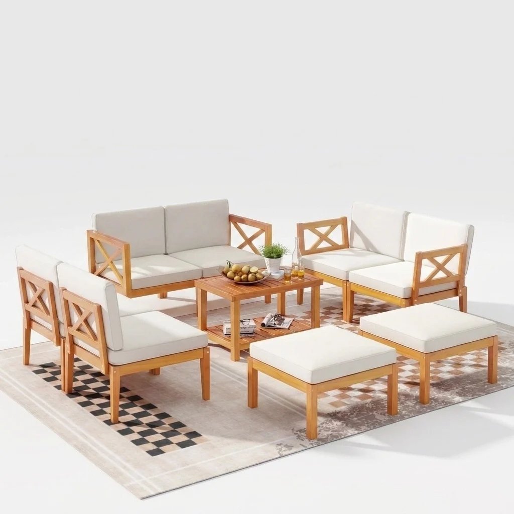 10-Piece Acacia Wood Outdoor Patio Furniture Set view 4