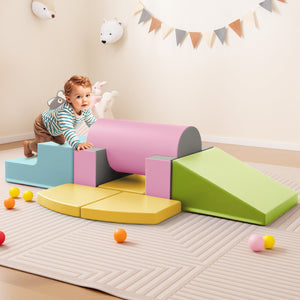 10-Piece Foam Climbing Toys for Toddlers Soft Foam PU Leather Building Blocks-Yellow view 2