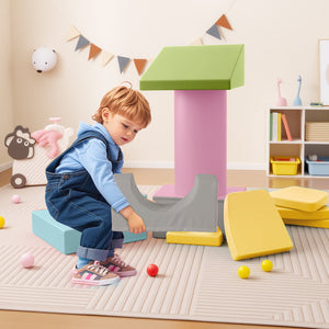 10-Piece Foam Climbing Toys for Toddlers Soft Foam PU Leather Building Blocks-Yellow view 3