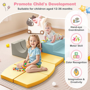 10-Piece Foam Climbing Toys for Toddlers Soft Foam PU Leather Building Blocks-Yellow view 9