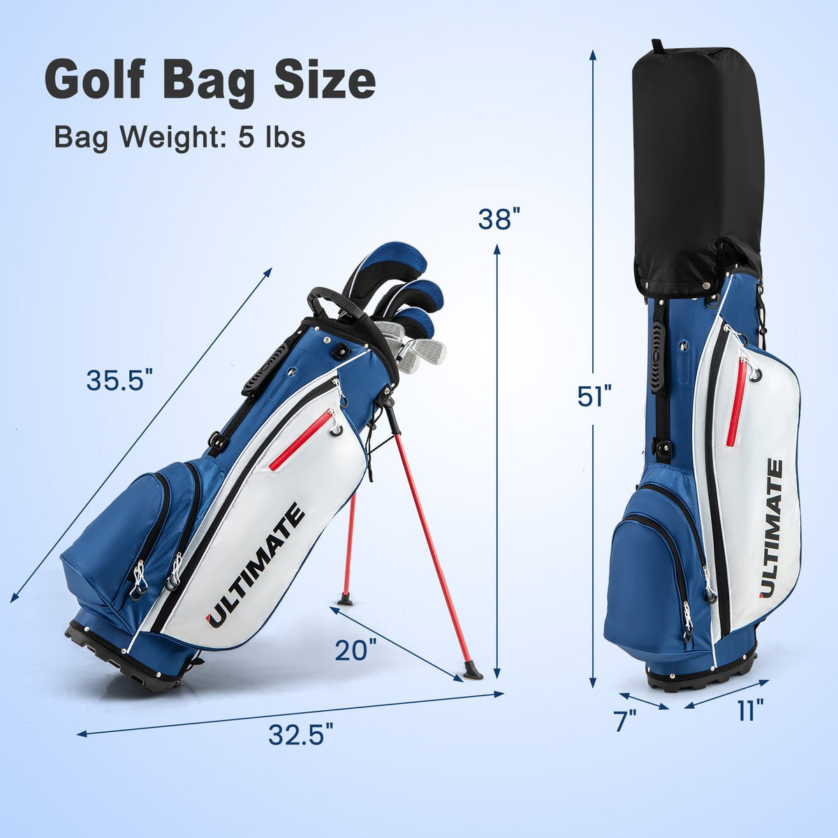 Men’s Profile Complete Golf Club Package Set Includes 10 Pieces-Blue view 2