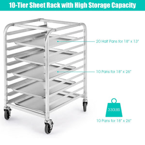 10 Sheets Aluminum Rolling Bakery Pan Rack view 8