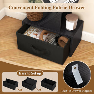 10-Tier Bookshelf with Drawer Free-standing Storage Bookcase-Black view 6