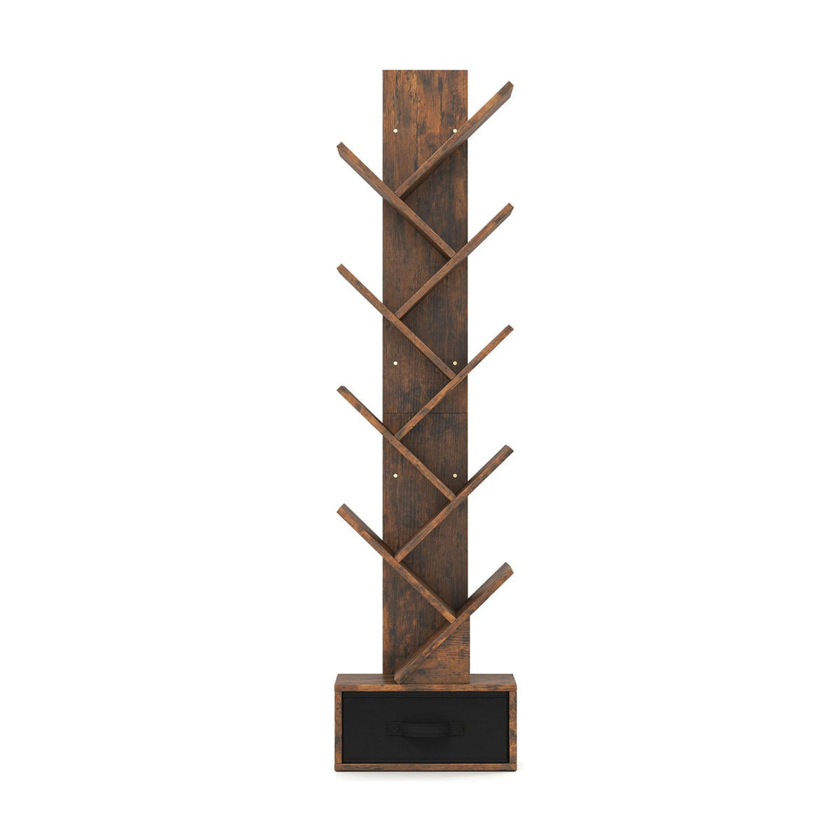 10-tier Tree Bookshelf with Drawer Free-standing Storage Bookcase view 4