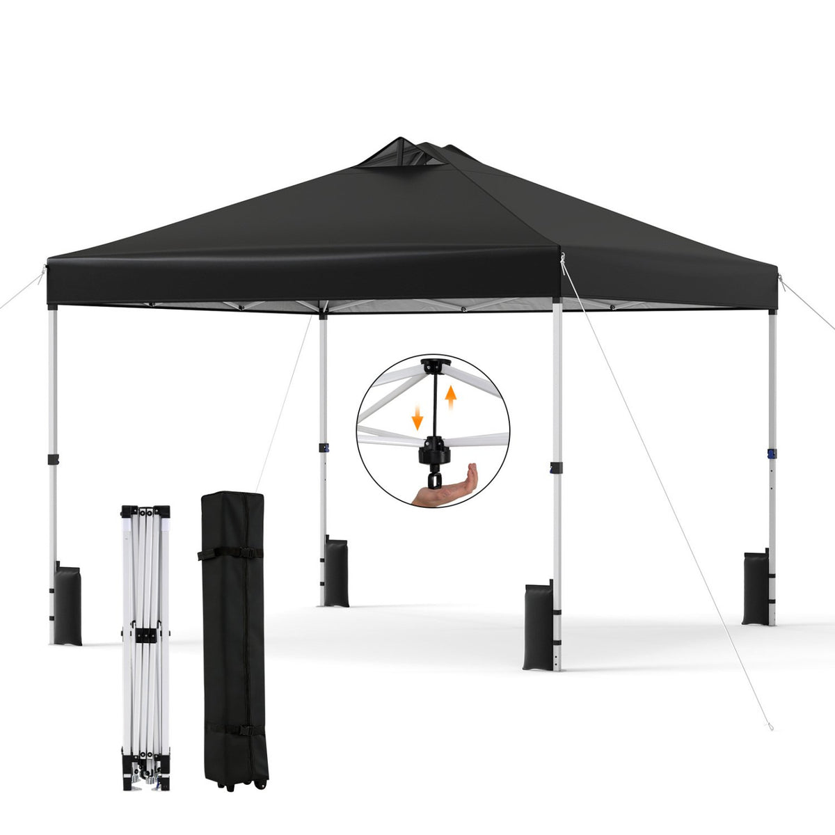 10 x 10 Feet Outdoor Commercial Pop up Canopy Tent-Black view 4