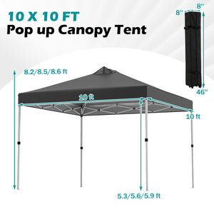10 x 10 Feet Outdoor Commercial Pop up Canopy Tent-Black view 5