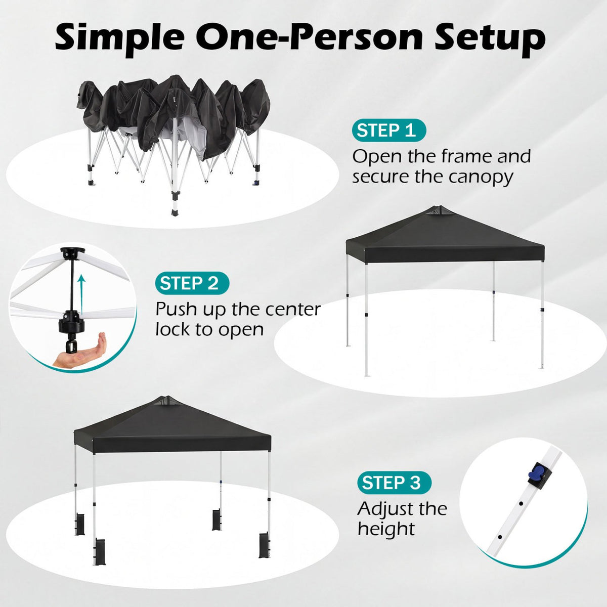 10 x 10 Feet Outdoor Commercial Pop up Canopy Tent-Black view 9