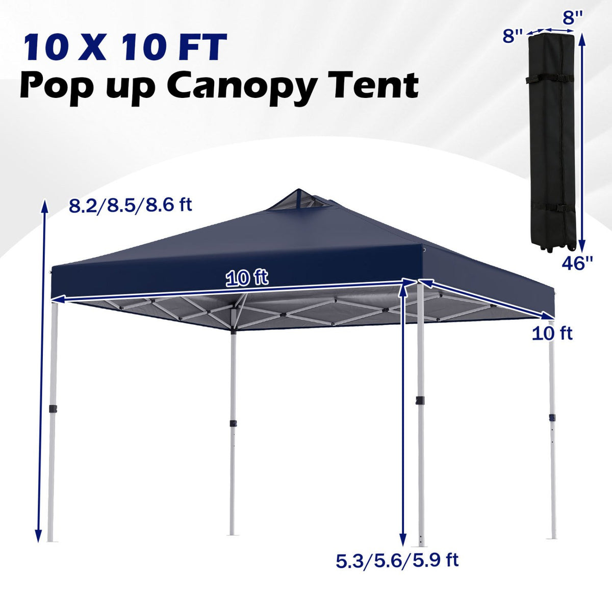 10 x 10 Feet Outdoor Commercial Pop up Canopy Tent-Blue view 5