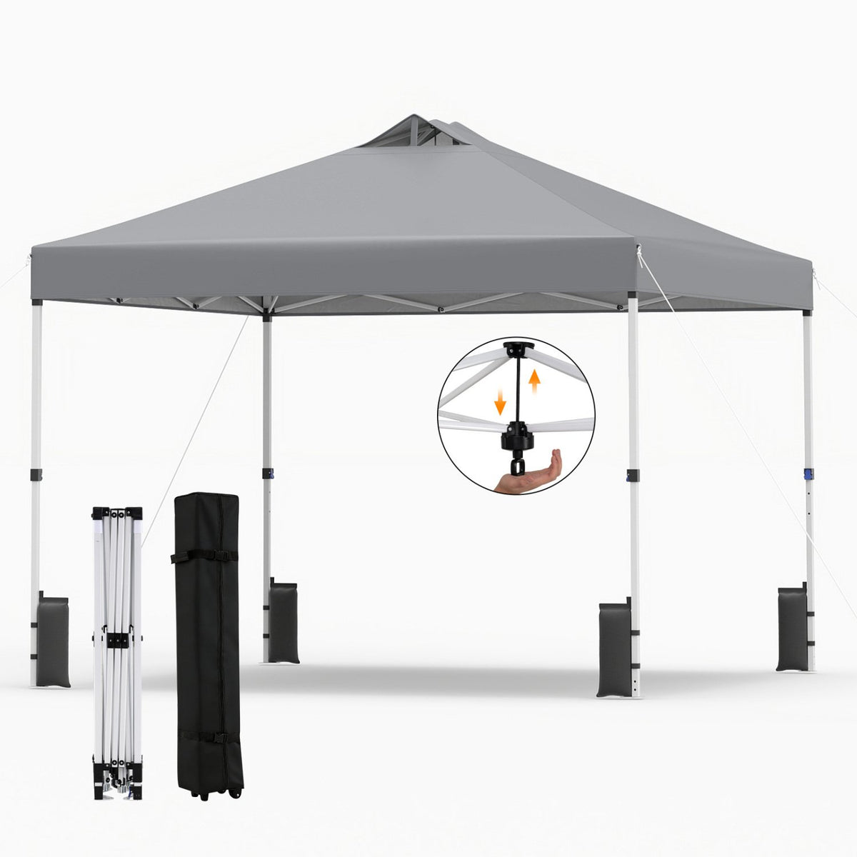 10 x 10 Feet Outdoor Commercial Pop up Canopy Tent-Gray view 4