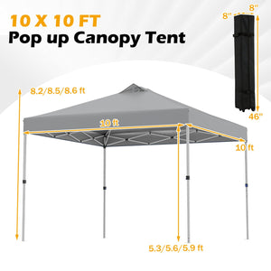 10 x 10 Feet Outdoor Commercial Pop up Canopy Tent-Gray view 5
