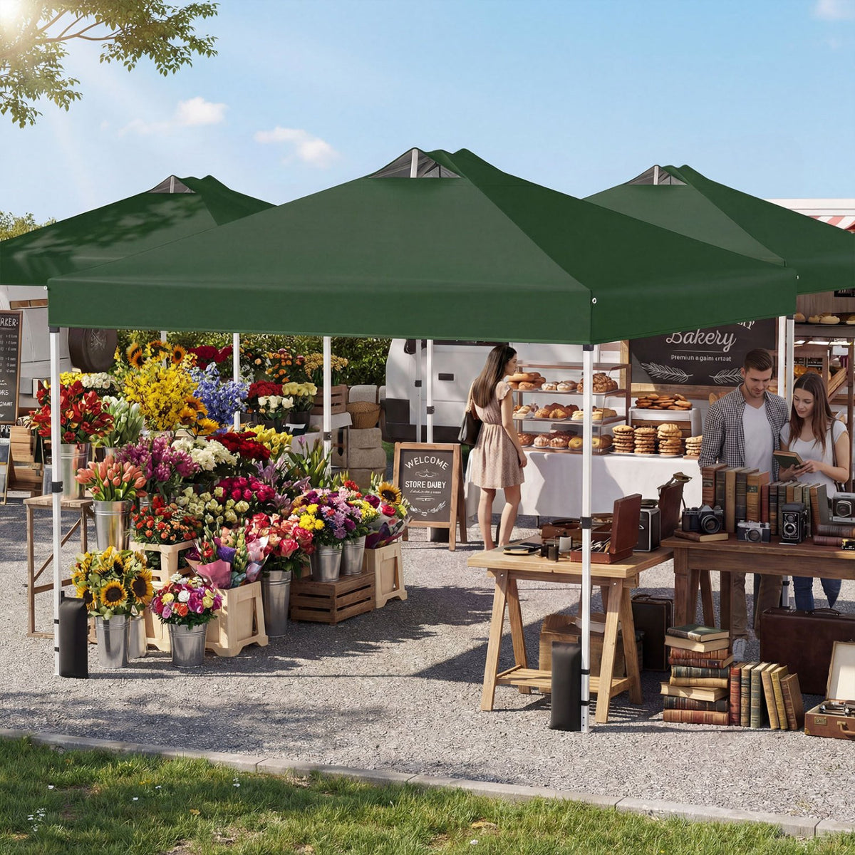 10 x 10 Feet Outdoor Commercial Pop up Canopy Tent-Green view 3