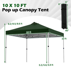 10 x 10 Feet Outdoor Commercial Pop up Canopy Tent-Green view 5