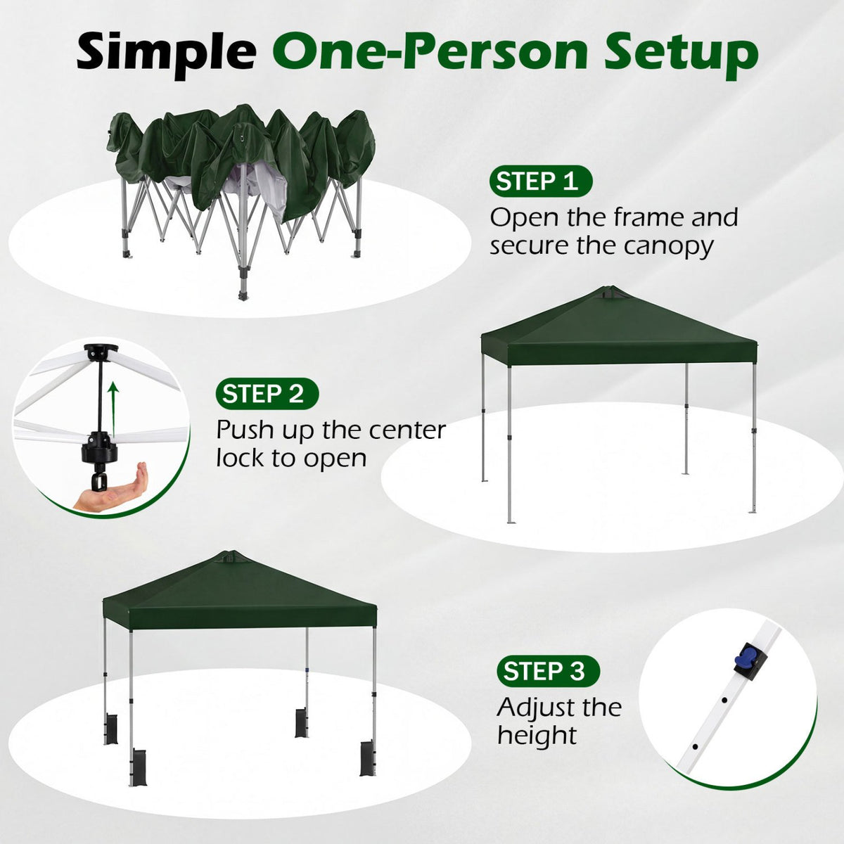 10 x 10 Feet Outdoor Commercial Pop up Canopy Tent-Green view 9