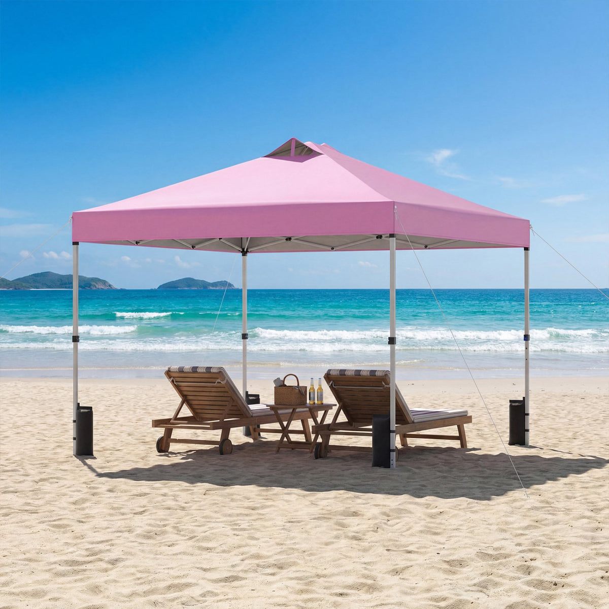 10 x 10 Feet Outdoor Commercial Pop up Canopy Tent-Pink view 2