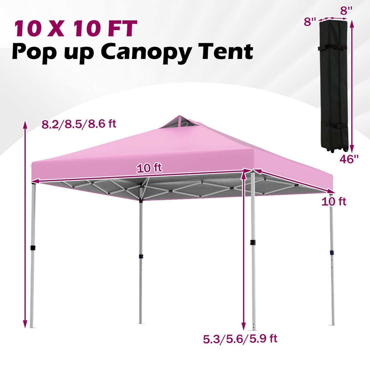 10 x 10 Feet Outdoor Commercial Pop up Canopy Tent-Pink view 5