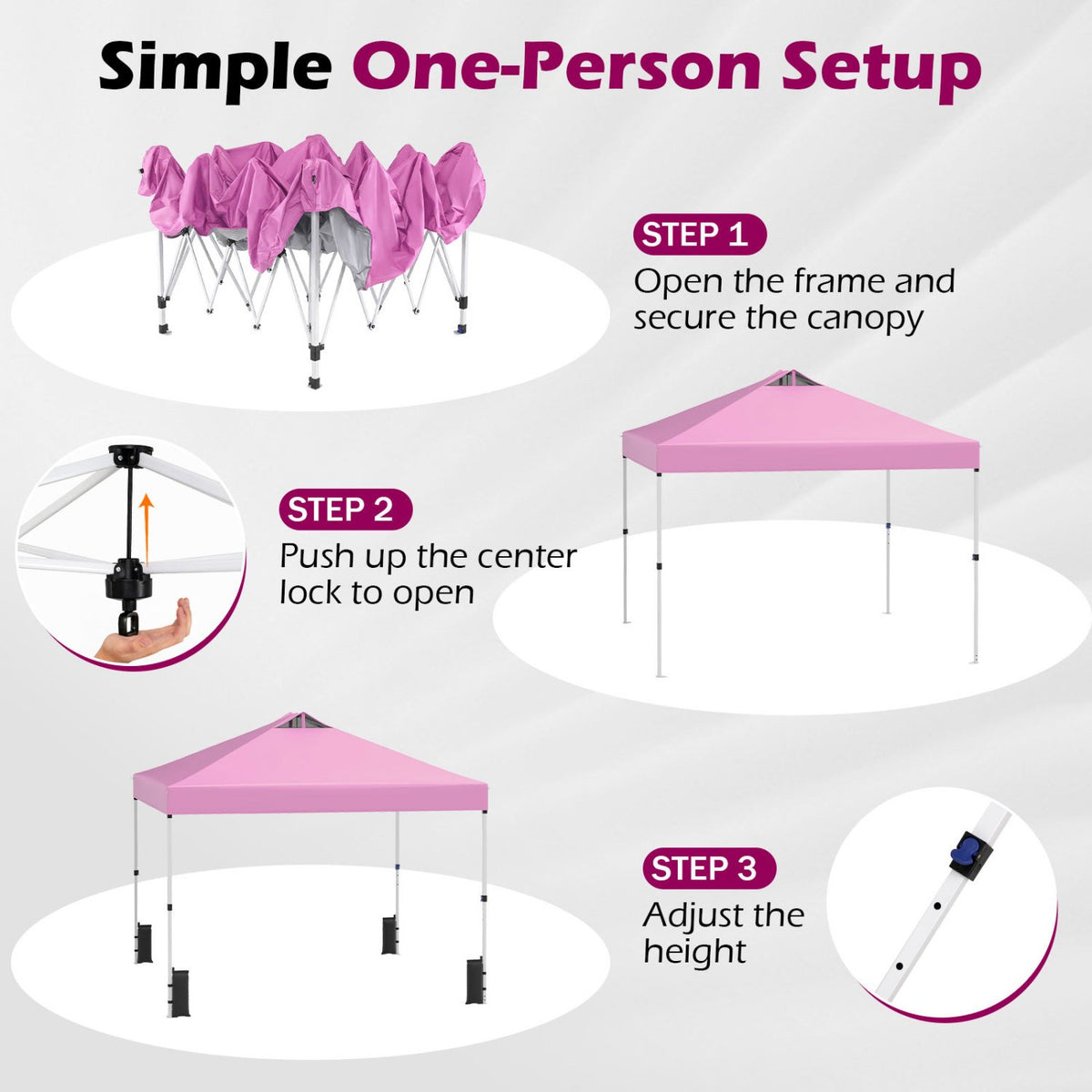 10 x 10 Feet Outdoor Commercial Pop up Canopy Tent-Pink view 9