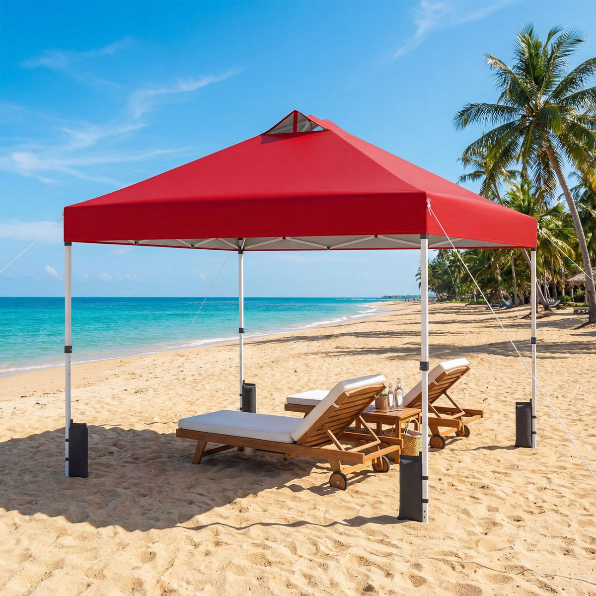 10 x 10 Feet Outdoor Commercial Pop up Canopy Tent-Red view 2
