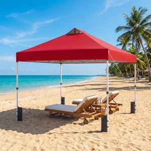 10 x 10 Feet Outdoor Commercial Pop up Canopy Tent-Red view 2