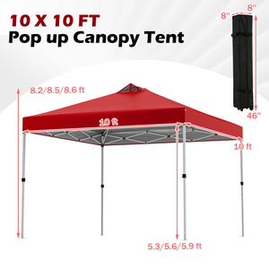 10 x 10 Feet Outdoor Commercial Pop up Canopy Tent-Red view 5