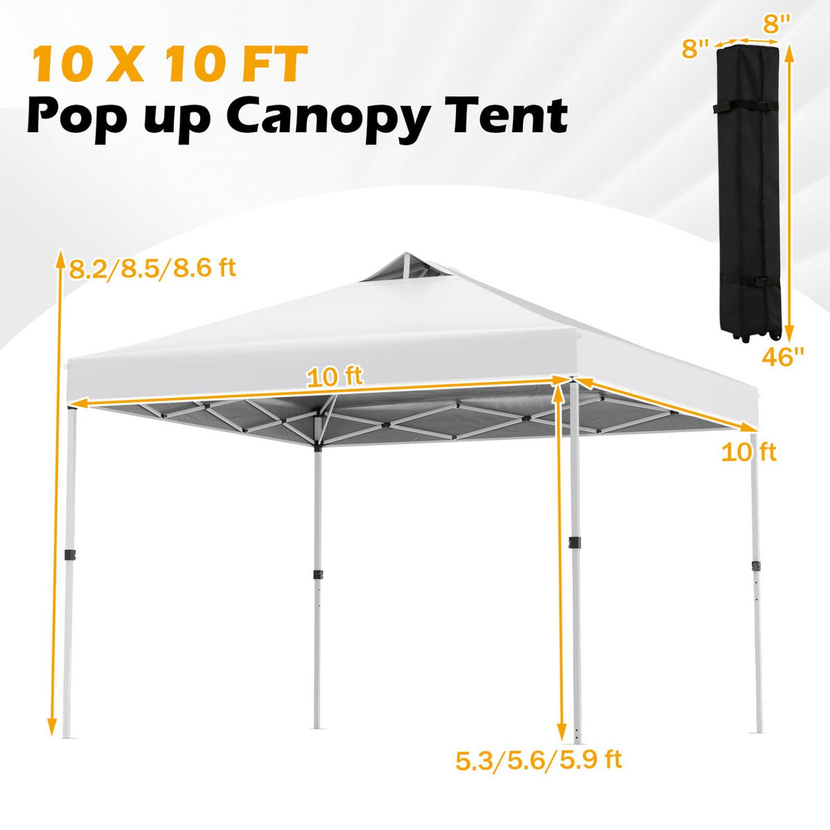 10 x 10 Feet Outdoor Commercial Pop up Canopy Tent-White view 5