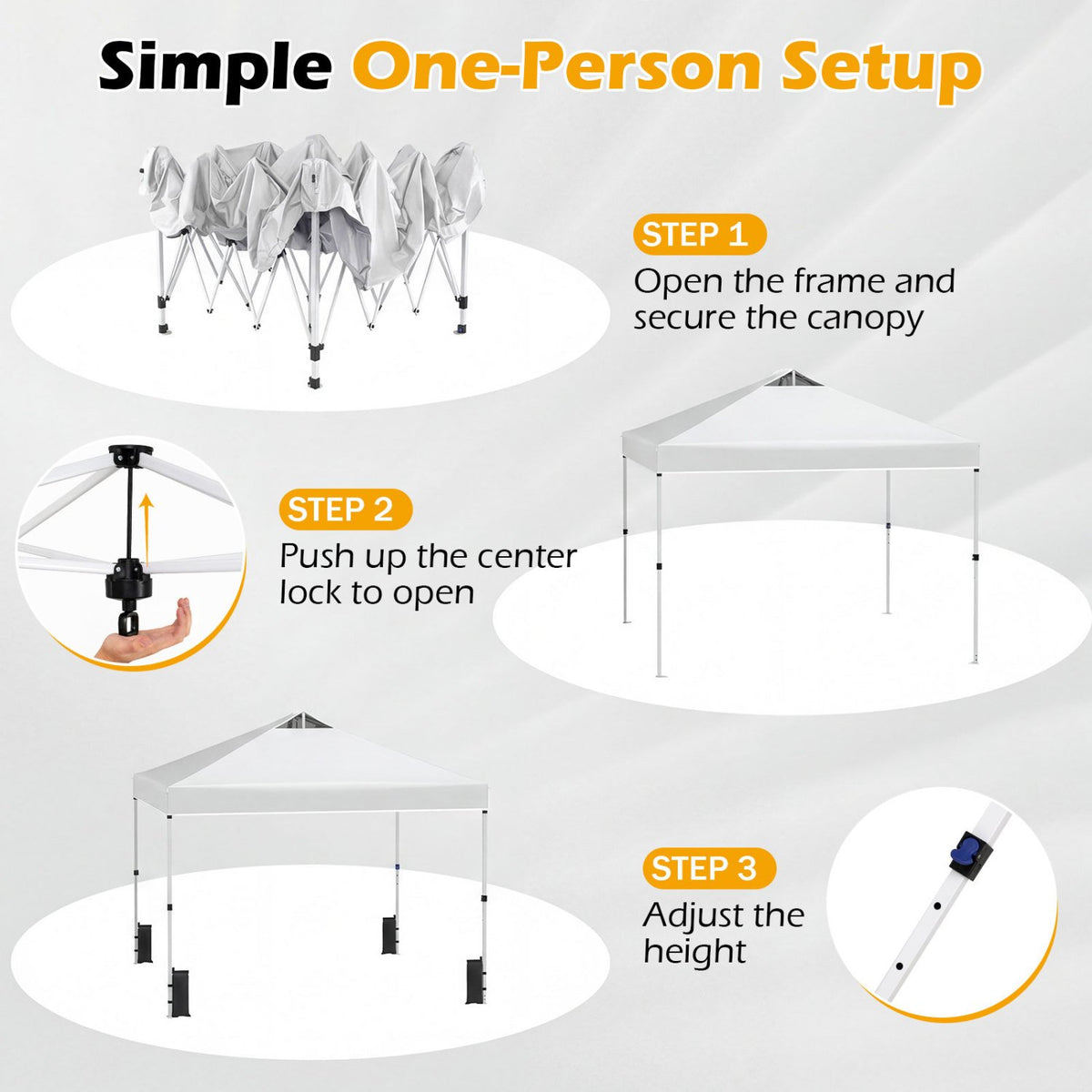 10 x 10 Feet Outdoor Commercial Pop up Canopy Tent-White view 9