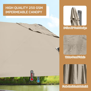 10 x 10 Feet Patio Offset Cantilever Umbrella with Aluminum 360-degree Rotation Tilt-Coffee view 5