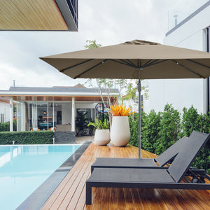 10 x 10 Feet Patio Offset Cantilever Umbrella with Aluminum 360-degree Rotation Tilt-Coffee view 7
