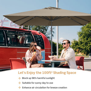10 x 10 Feet Patio Offset Cantilever Umbrella with Aluminum 360-degree Rotation Tilt-Coffee view 9