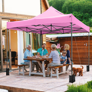 10 x 10 FT Outdoor Pop up Canopy Tent Easy Setup Gazebo Shelter with Wheeled Bag-Pink view 3